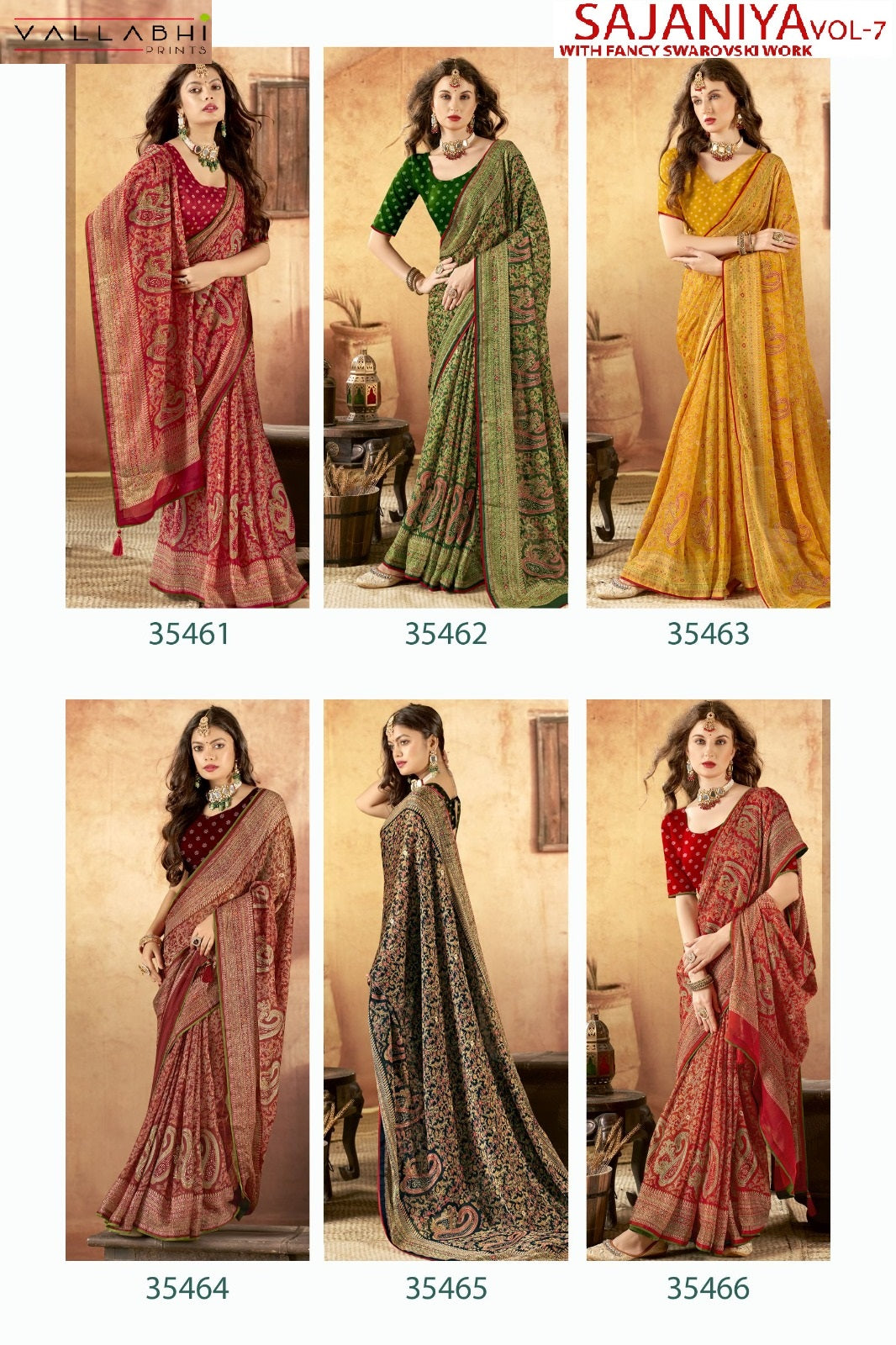 Sajaniya Vol 7 Vallabhi Prints Georgette Sarees Supplier