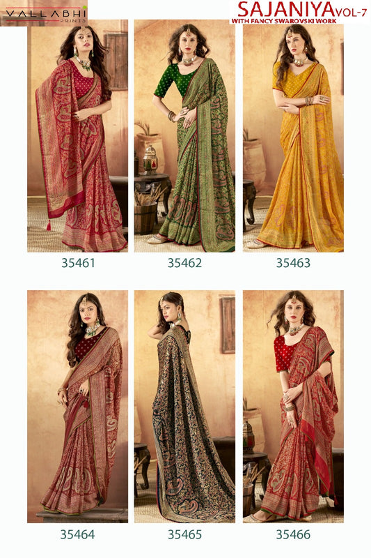 Sajaniya Vol 7 Vallabhi Prints Georgette Sarees Supplier