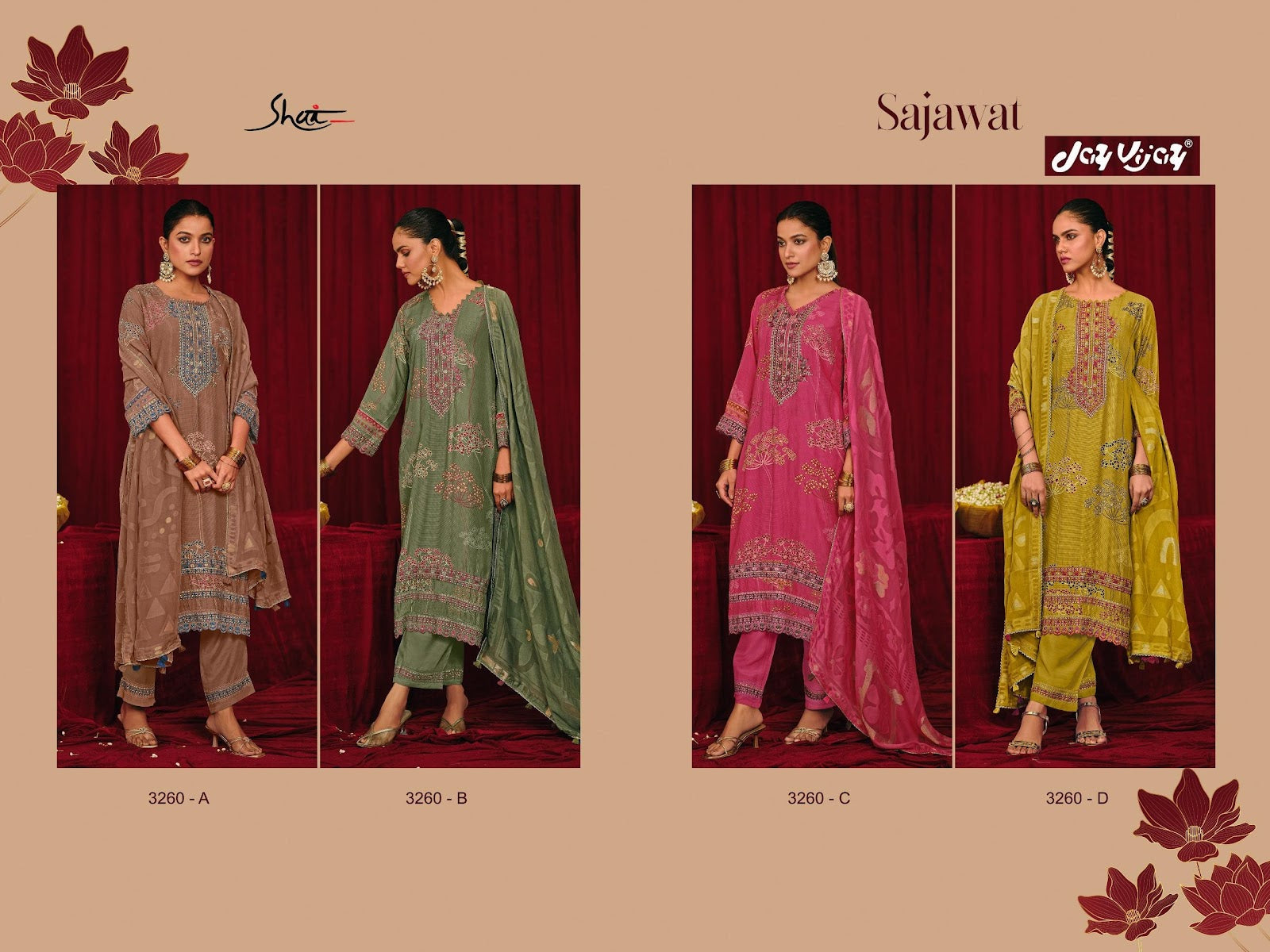 Sajawat Jay Vijay Premium Silk Pant Style Suits Wholesale Price