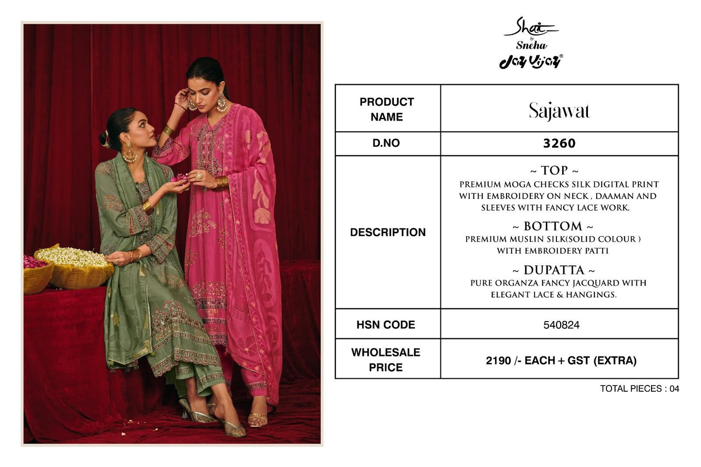 Sajawat Jay Vijay Premium Silk Pant Style Suits Wholesale Price