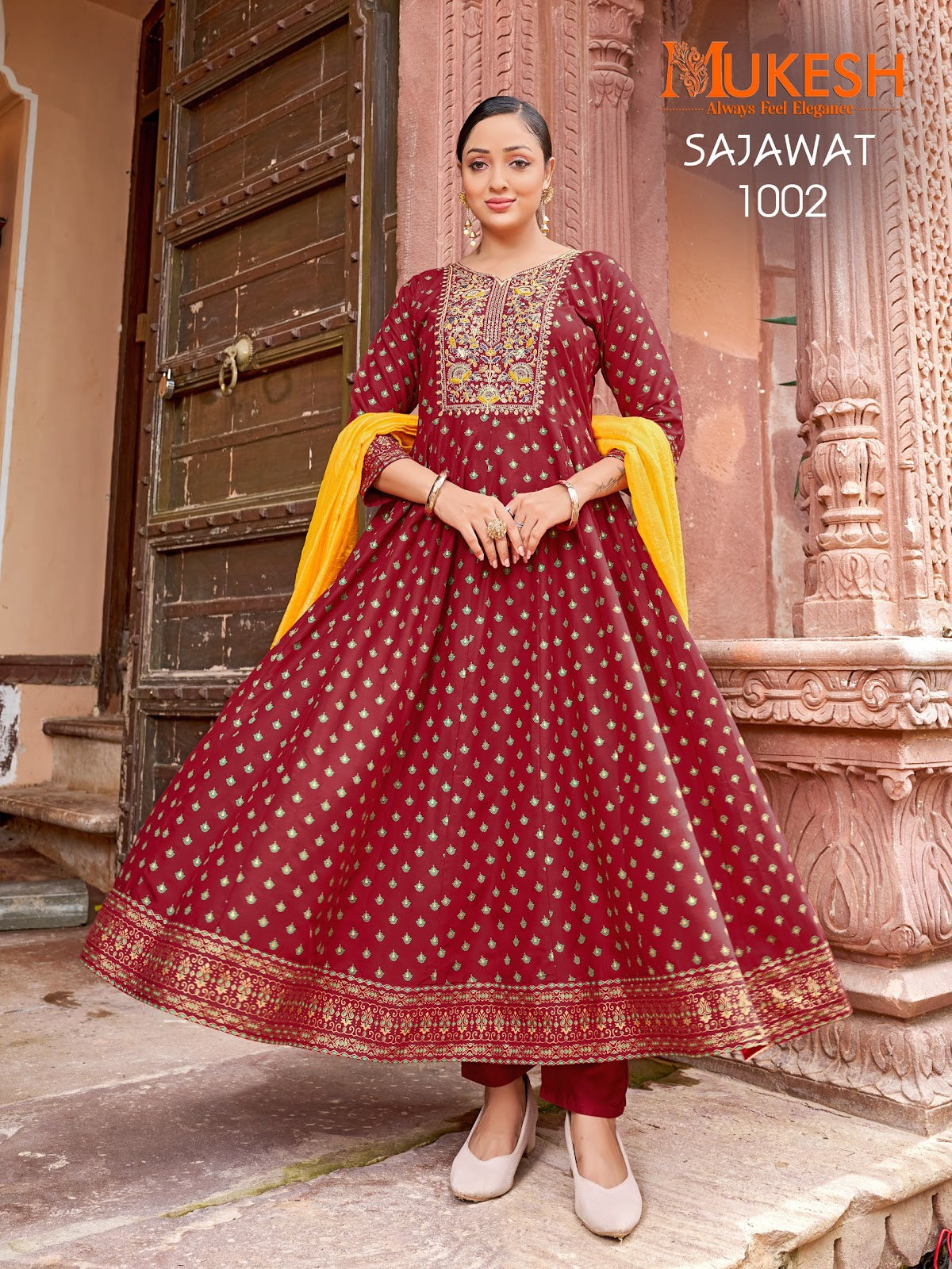 Sajawat Mukesh Banwery Rayon 14Kg Readymade Anarkali Suits Wholesale Price