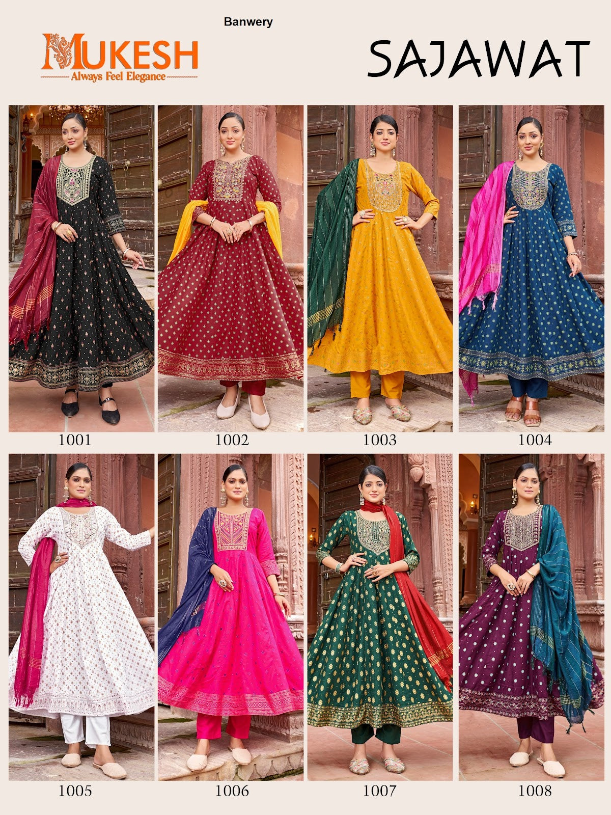 Sajawat Mukesh Banwery Rayon 14Kg Readymade Anarkali Suits Wholesale Price