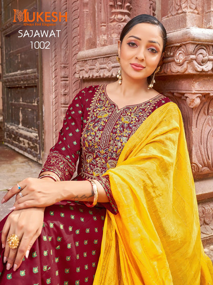 Sajawat Mukesh Banwery Rayon 14Kg Readymade Anarkali Suits Wholesale Price