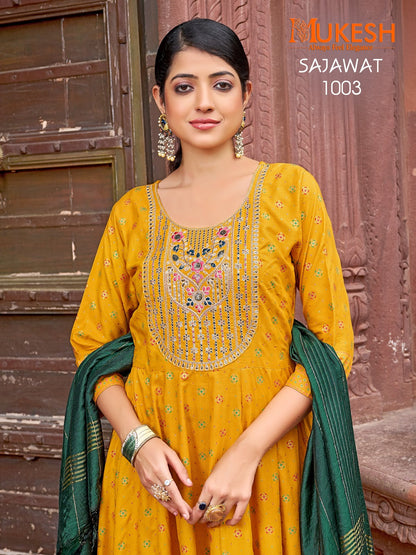 Sajawat Mukesh Banwery Rayon 14Kg Readymade Anarkali Suits Wholesale Price