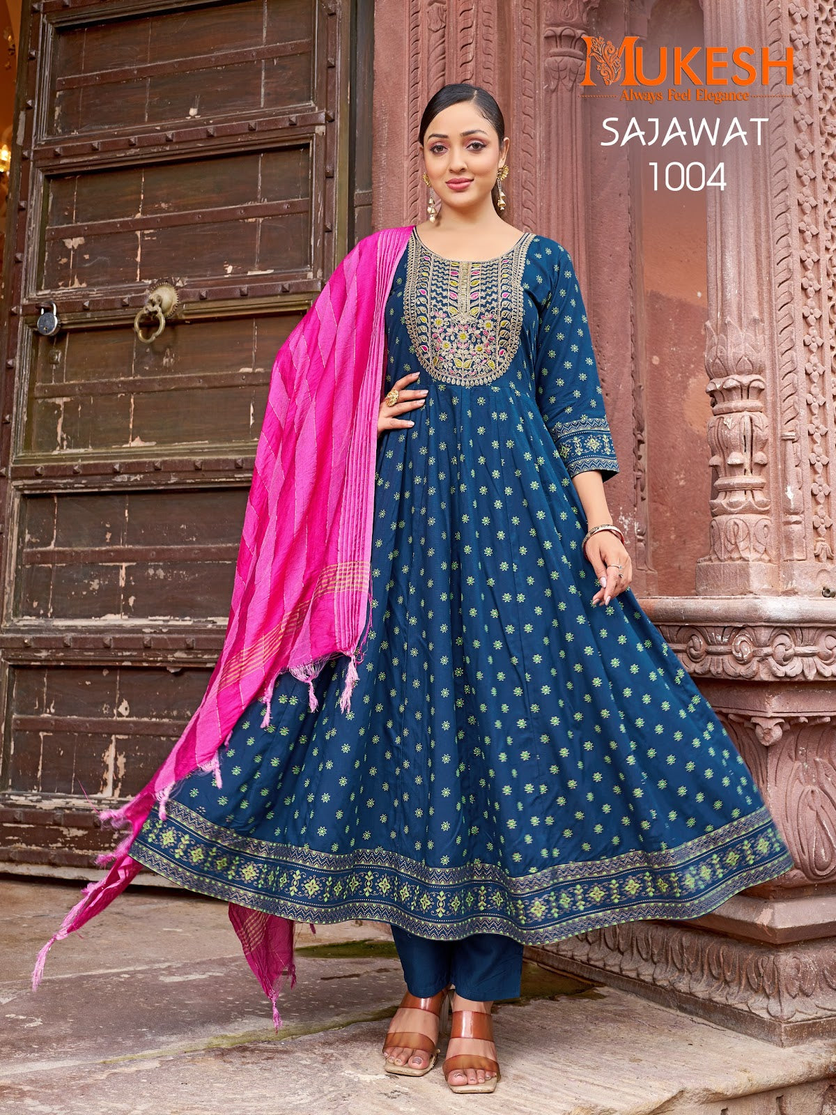 Sajawat Mukesh Banwery Rayon 14Kg Readymade Anarkali Suits Wholesale Price