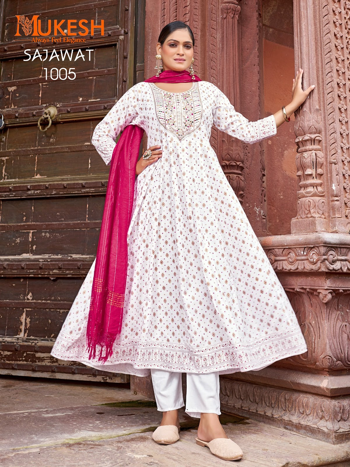 Sajawat Mukesh Banwery Rayon 14Kg Readymade Anarkali Suits Wholesale Price
