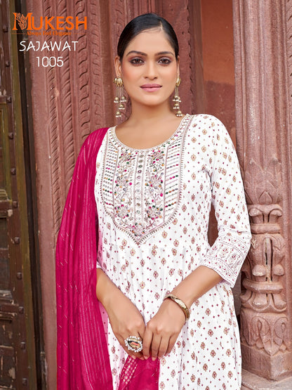 Sajawat Mukesh Banwery Rayon 14Kg Readymade Anarkali Suits Wholesale Price