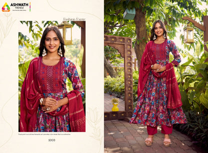 Sajda Ashwath Roman Silk Readymade Anarkali Suits Exporter Gujarat