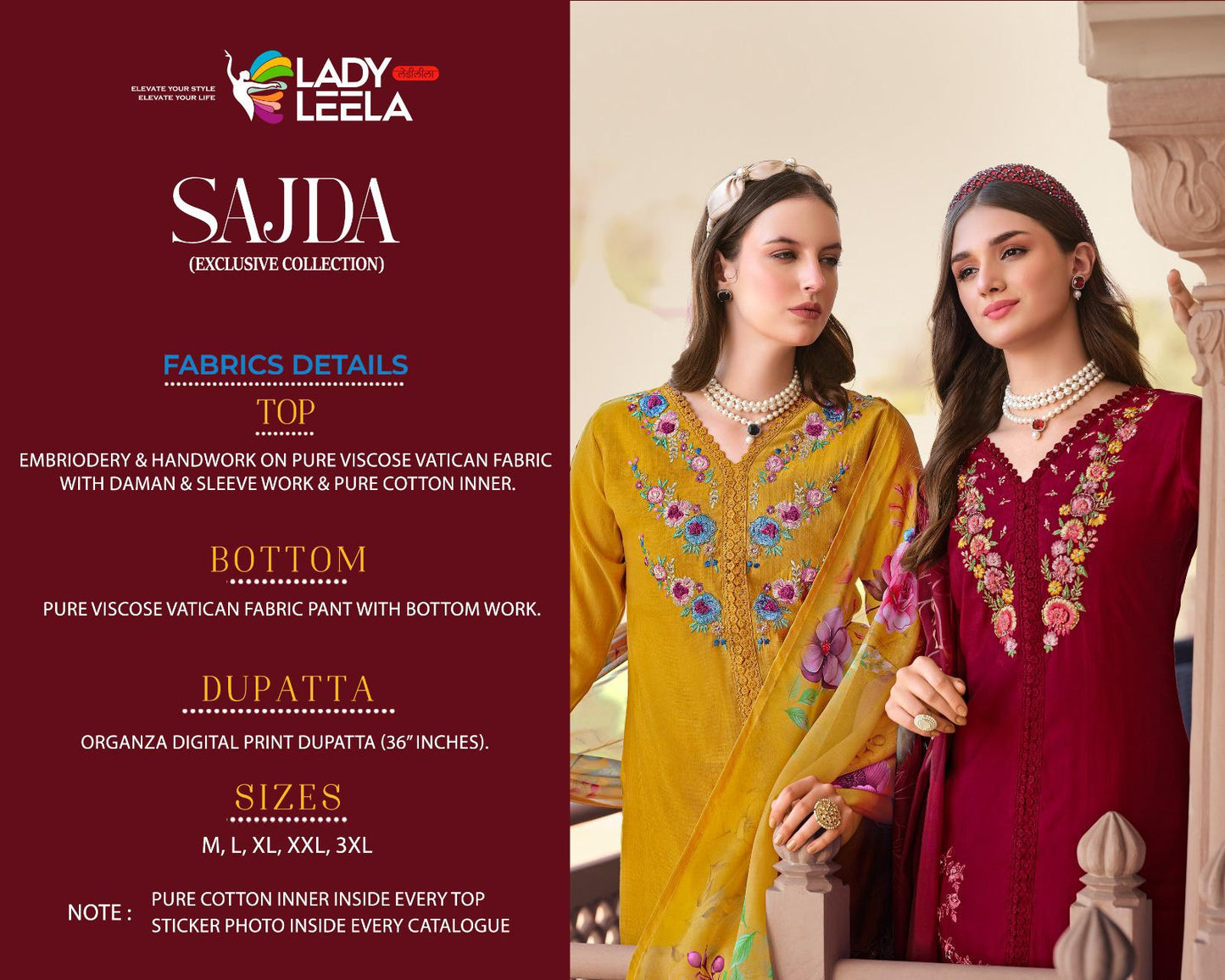 Sajda Ladyleela Vetican Readymade Pant Style Suits Supplier