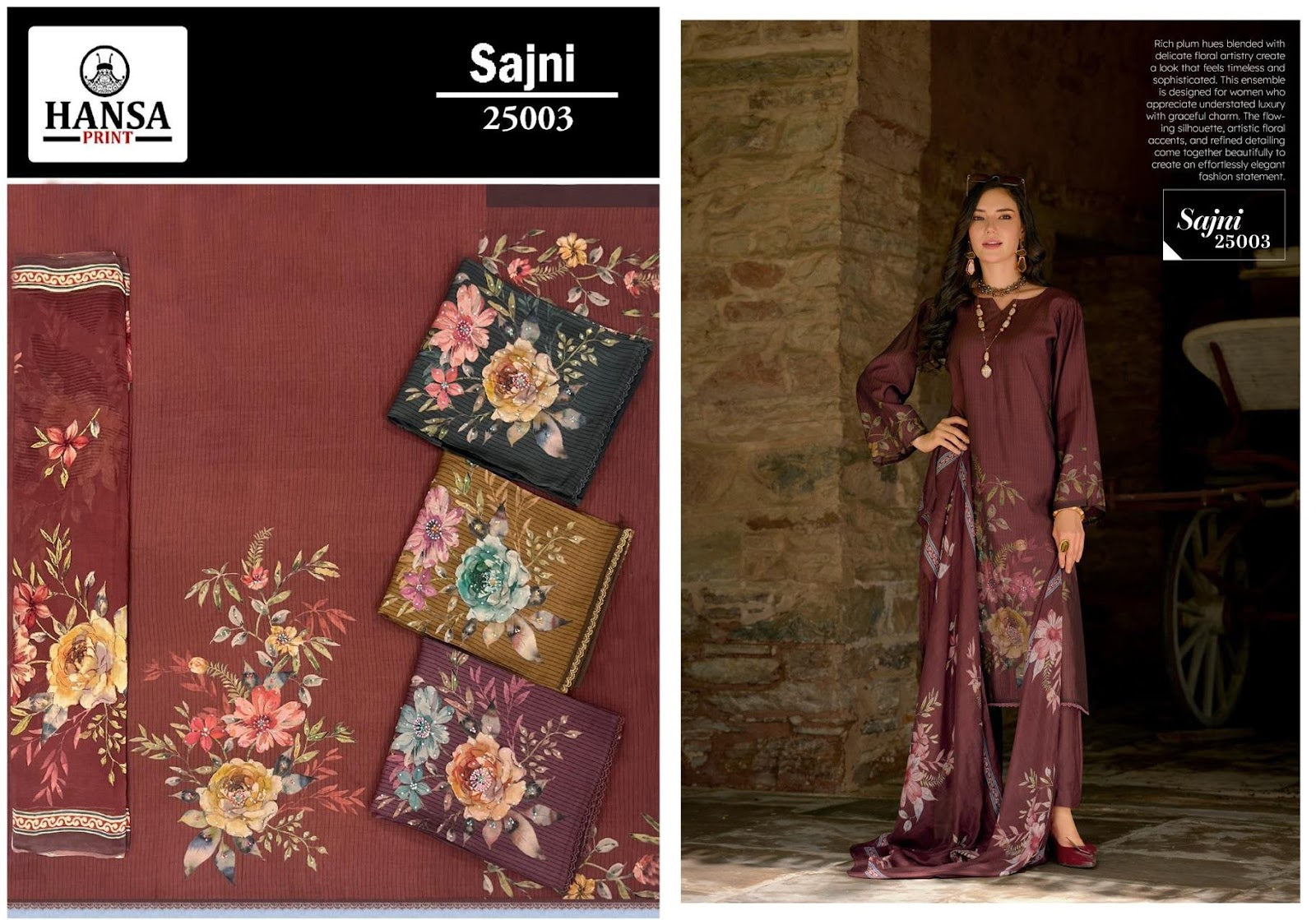 Sajni 25003 Hansa Prints Muslin Pant Style Suits Supplier