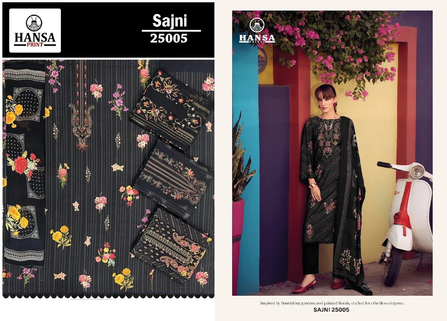 Sajni 25005 Hansa Prints Muslin Pant Style Suits Exporter