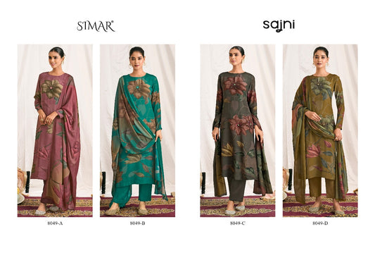 Sajni 8049 Simar Natural Crape Pant Style Suits Wholesale