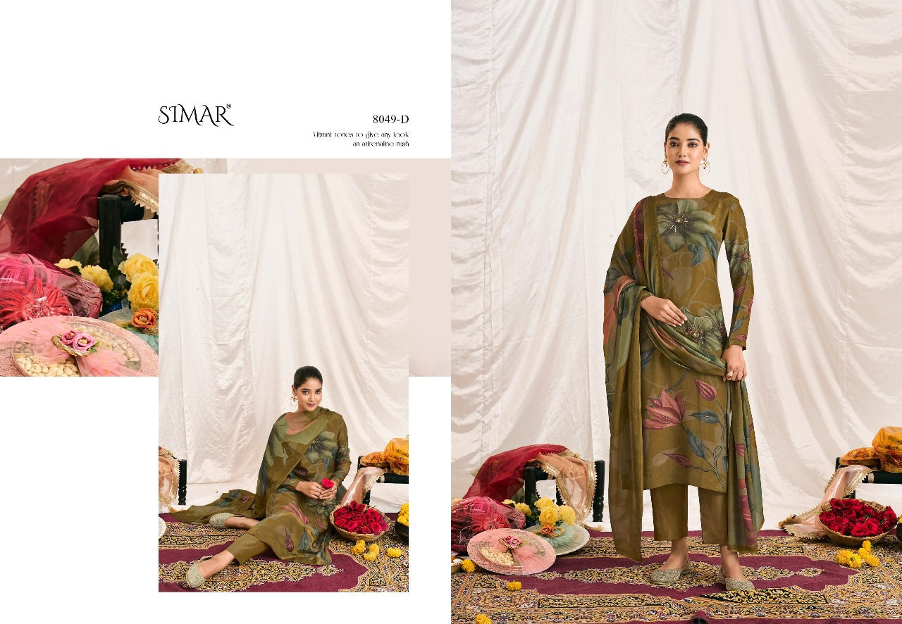 Sajni 8049 Simar Natural Crape Pant Style Suits Wholesale