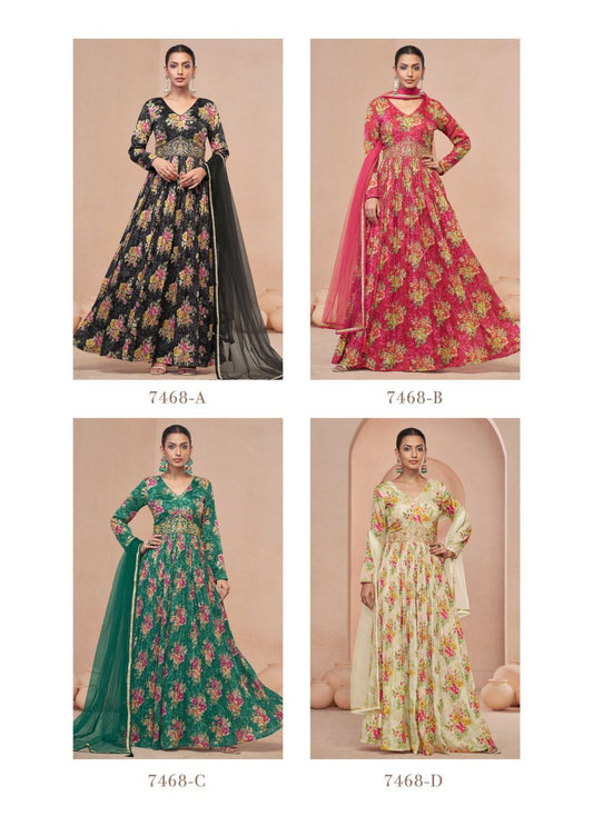 Sajni Gulkayra Designer Gown Dupatta Set Wholesale Price