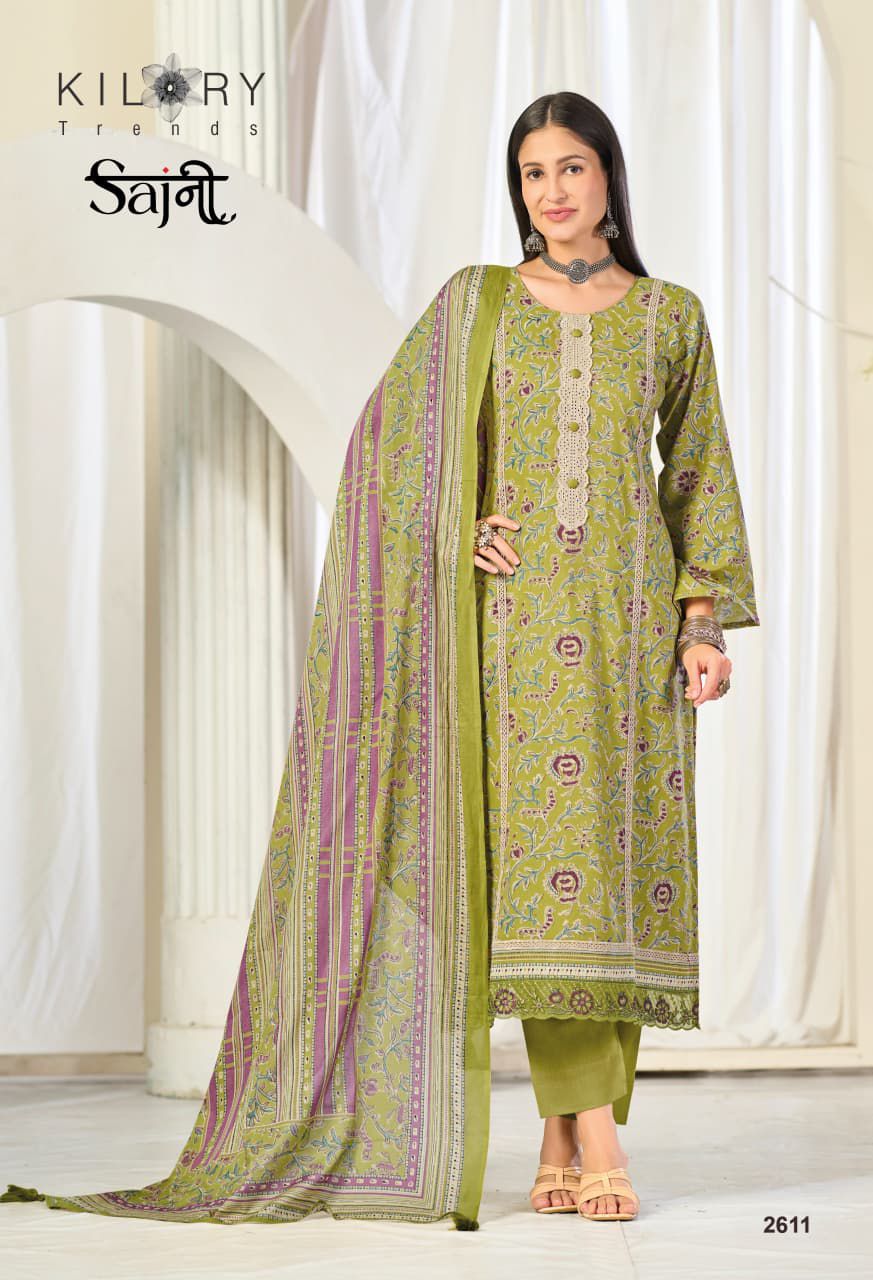Sajni Kilory Lawn Cotton Pakistani Salwar Suits Exporter