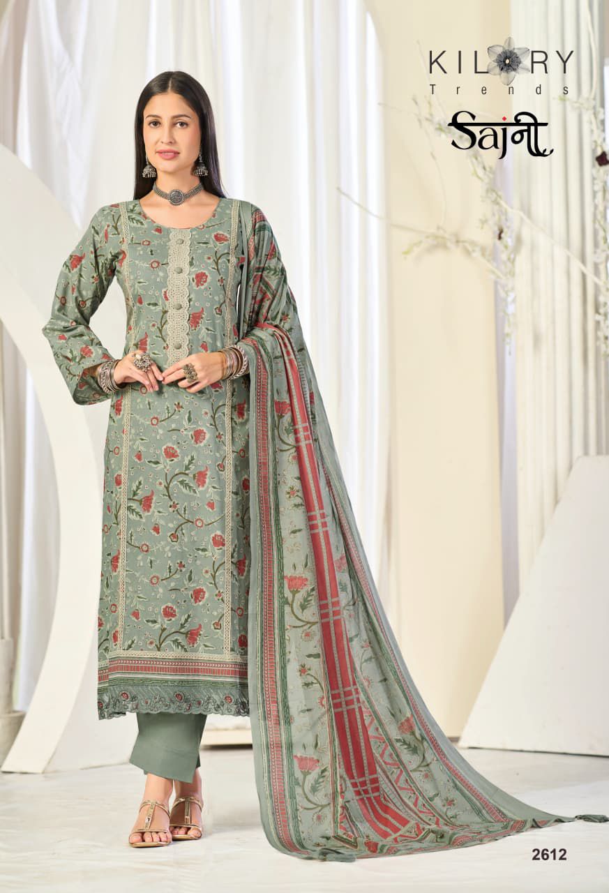 Sajni Kilory Lawn Cotton Pakistani Salwar Suits Exporter
