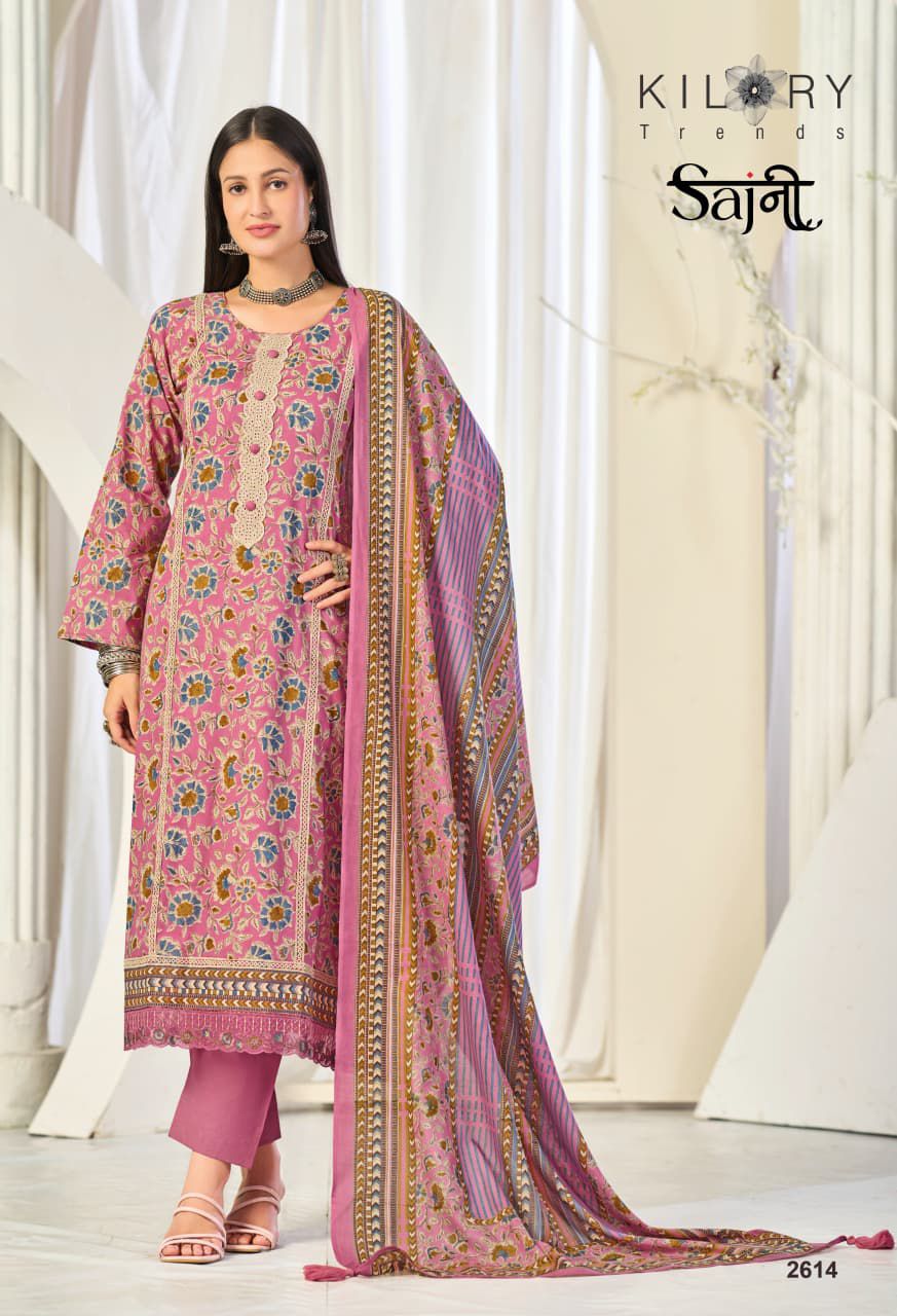 Sajni Kilory Lawn Cotton Pakistani Salwar Suits Exporter