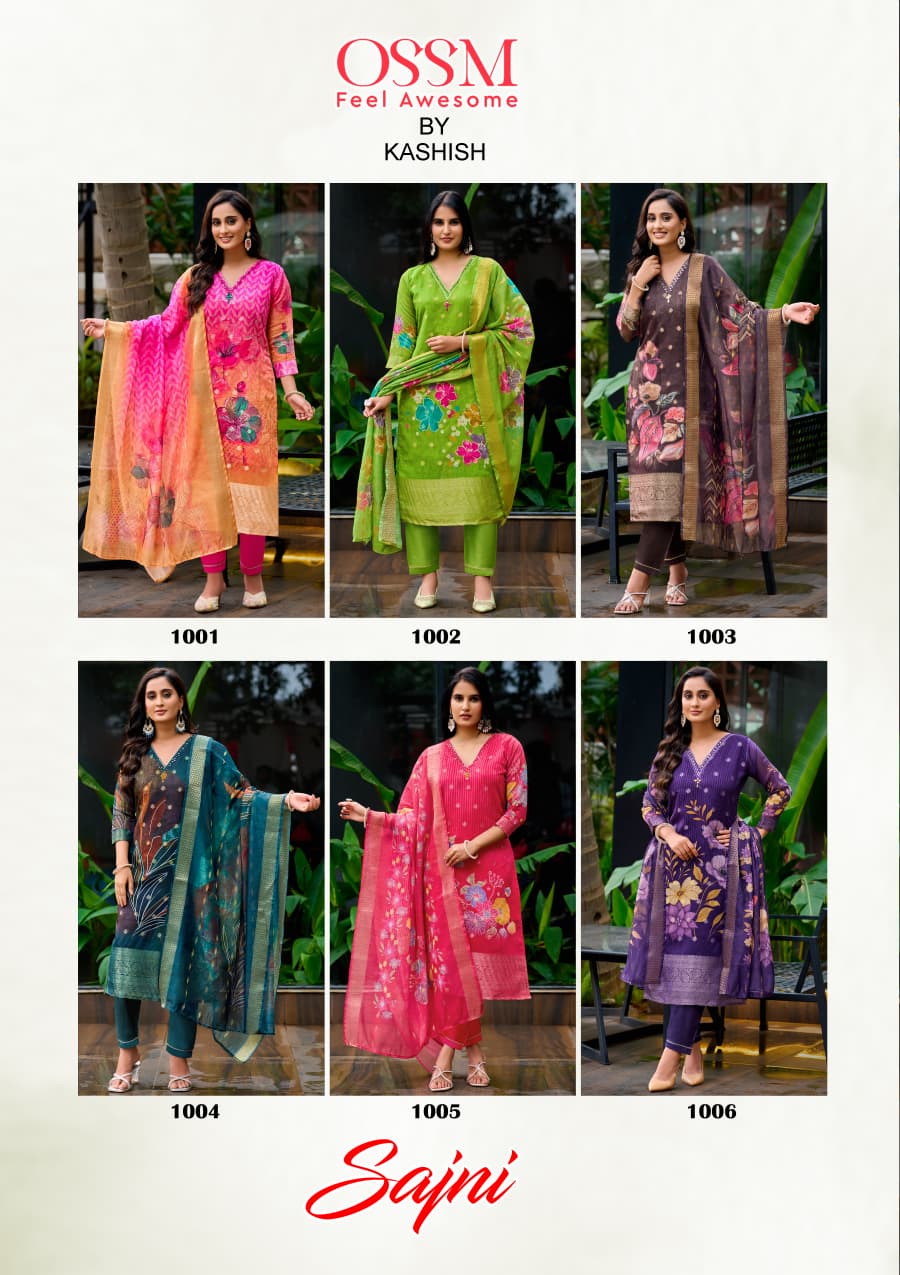 Sajni Ossm Silk Jacquard Readymade Pant Style Suits Supplier