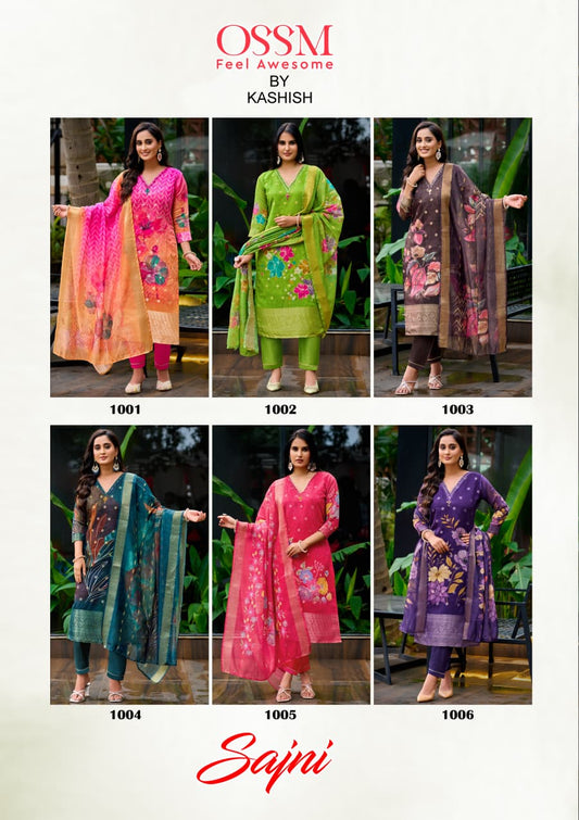 Sajni Ossm Silk Jacquard Readymade Pant Style Suits Supplier