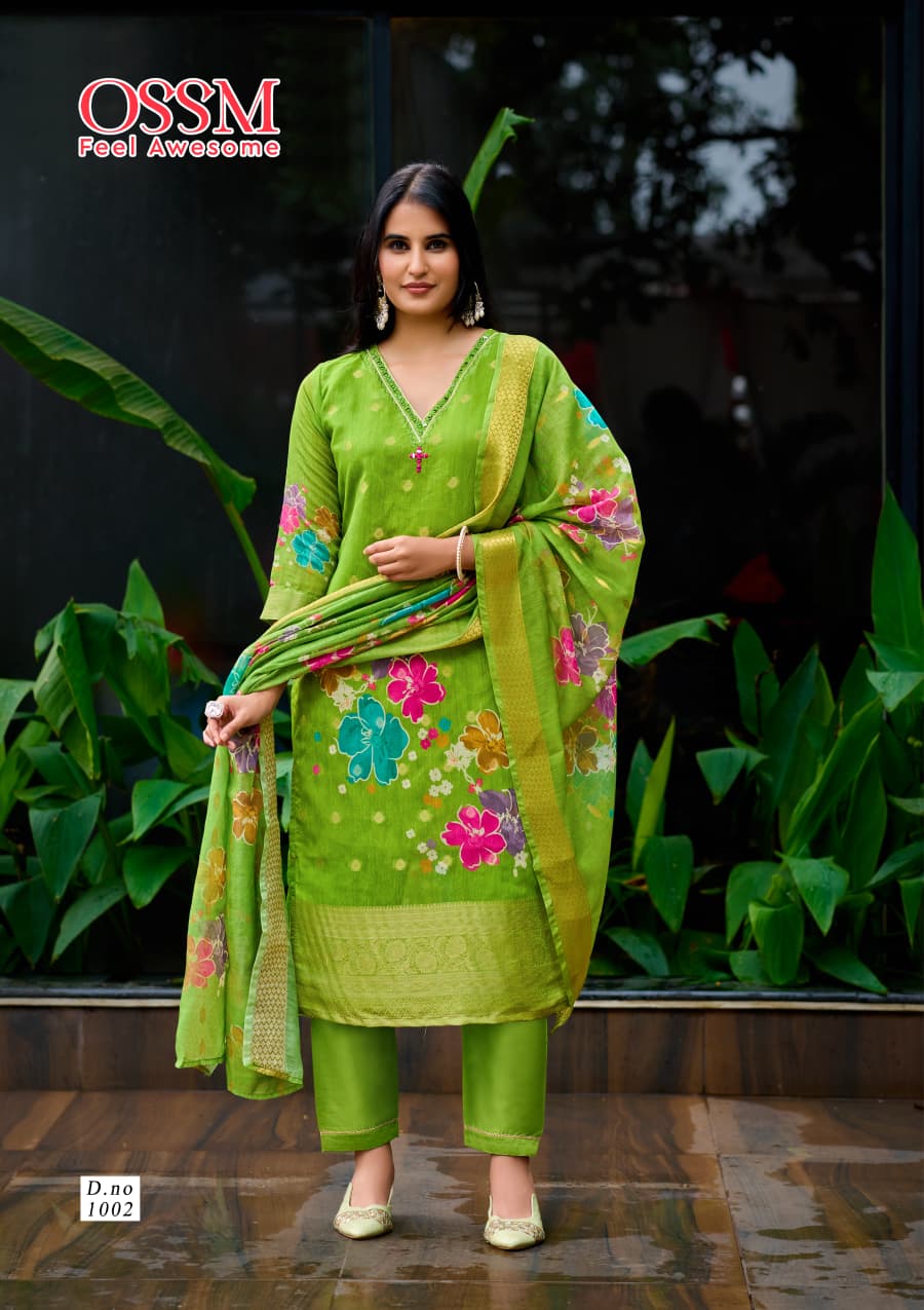 Sajni Ossm Silk Jacquard Readymade Pant Style Suits Supplier