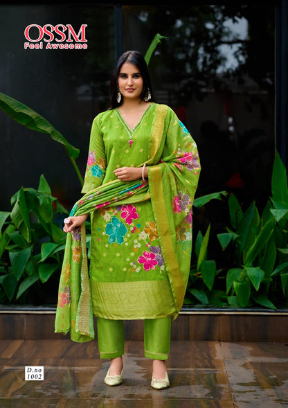 Sajni Ossm Silk Jacquard Readymade Pant Style Suits Supplier