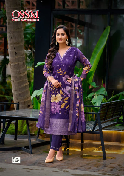 Sajni Ossm Silk Jacquard Readymade Pant Style Suits Supplier