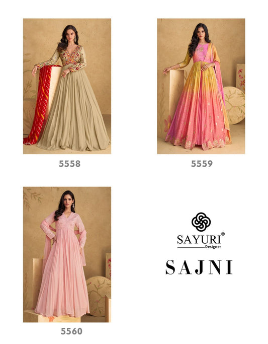 Sajni Sayuri Chinon Gown Dupatta Set Supplier Gujarat