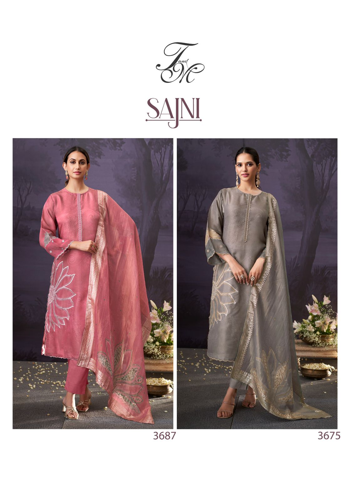 Sajni Tm Simmer Tissue Pant Style Suits Manufacturer
