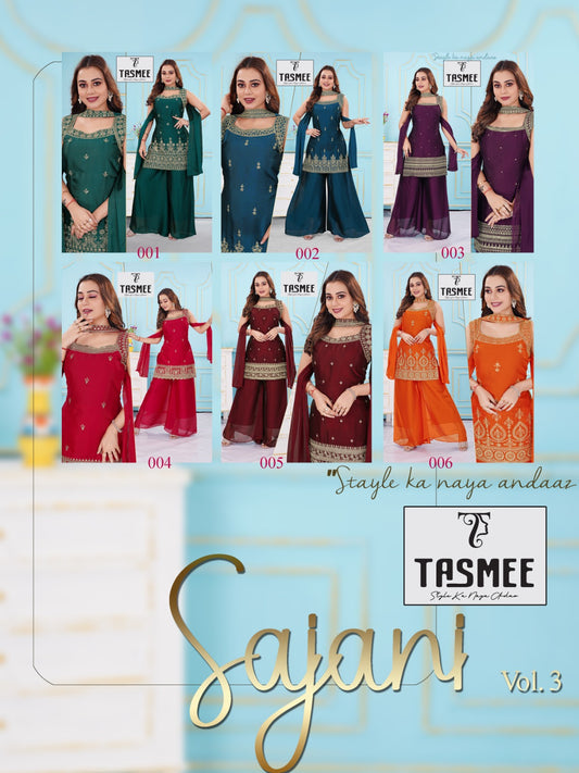 Sajni Vol 3 Tasmee Rangoli Readymade Plazzo Style Suits Wholesale Price