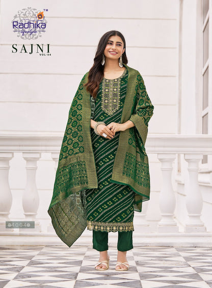 Sajni Vol 4 Radhika Lifestyle Reyon Readymade Pant Style Suits Manufacturer Ahmedabad