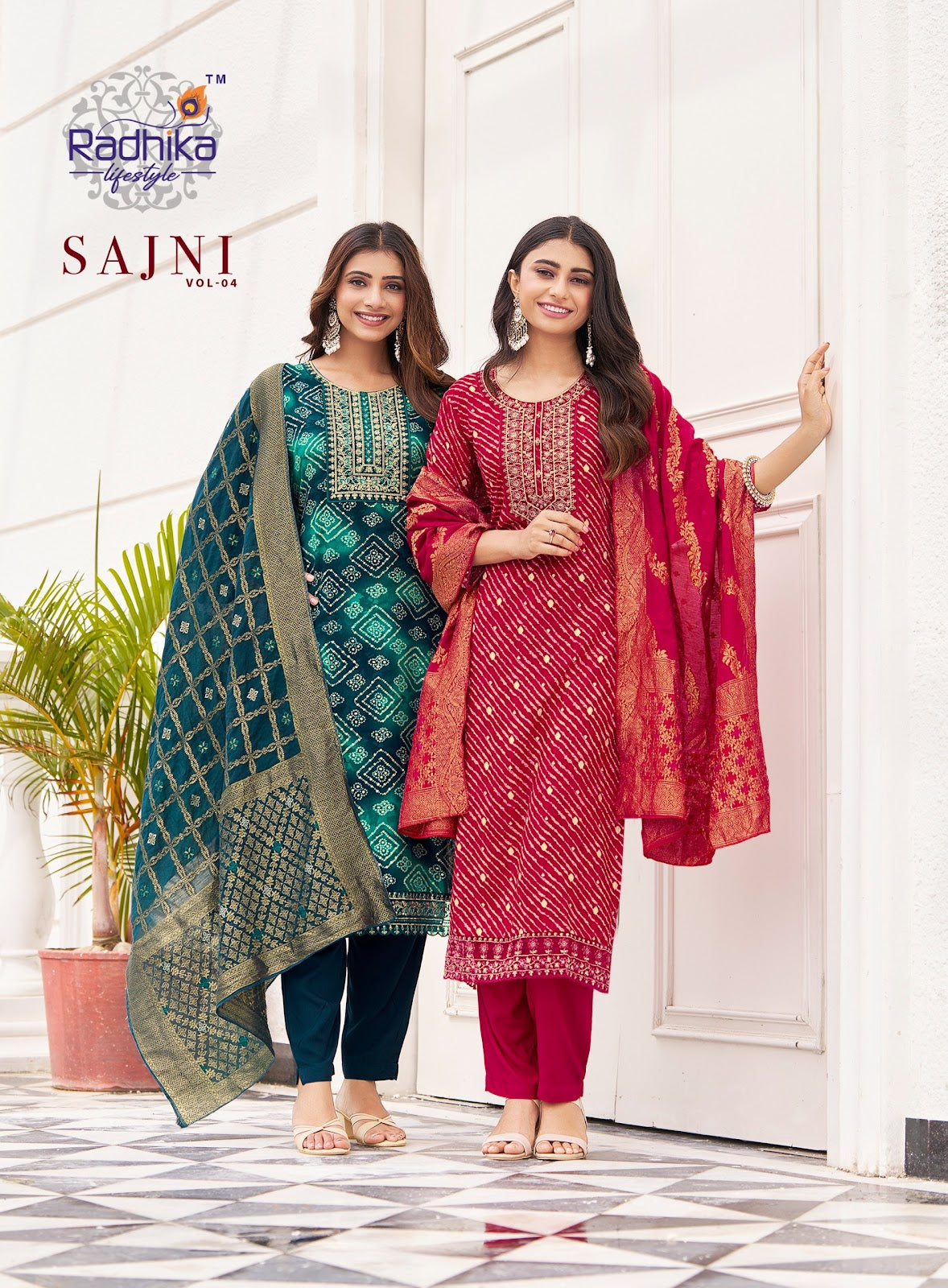 Sajni Vol 4 Radhika Lifestyle Reyon Readymade Pant Style Suits Manufacturer Ahmedabad