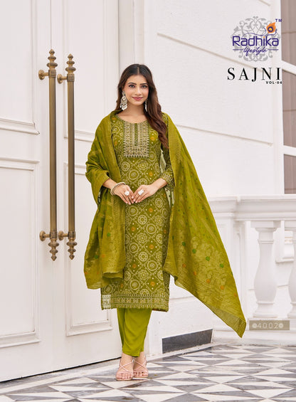 Sajni Vol 4 Radhika Lifestyle Reyon Readymade Pant Style Suits Manufacturer Ahmedabad
