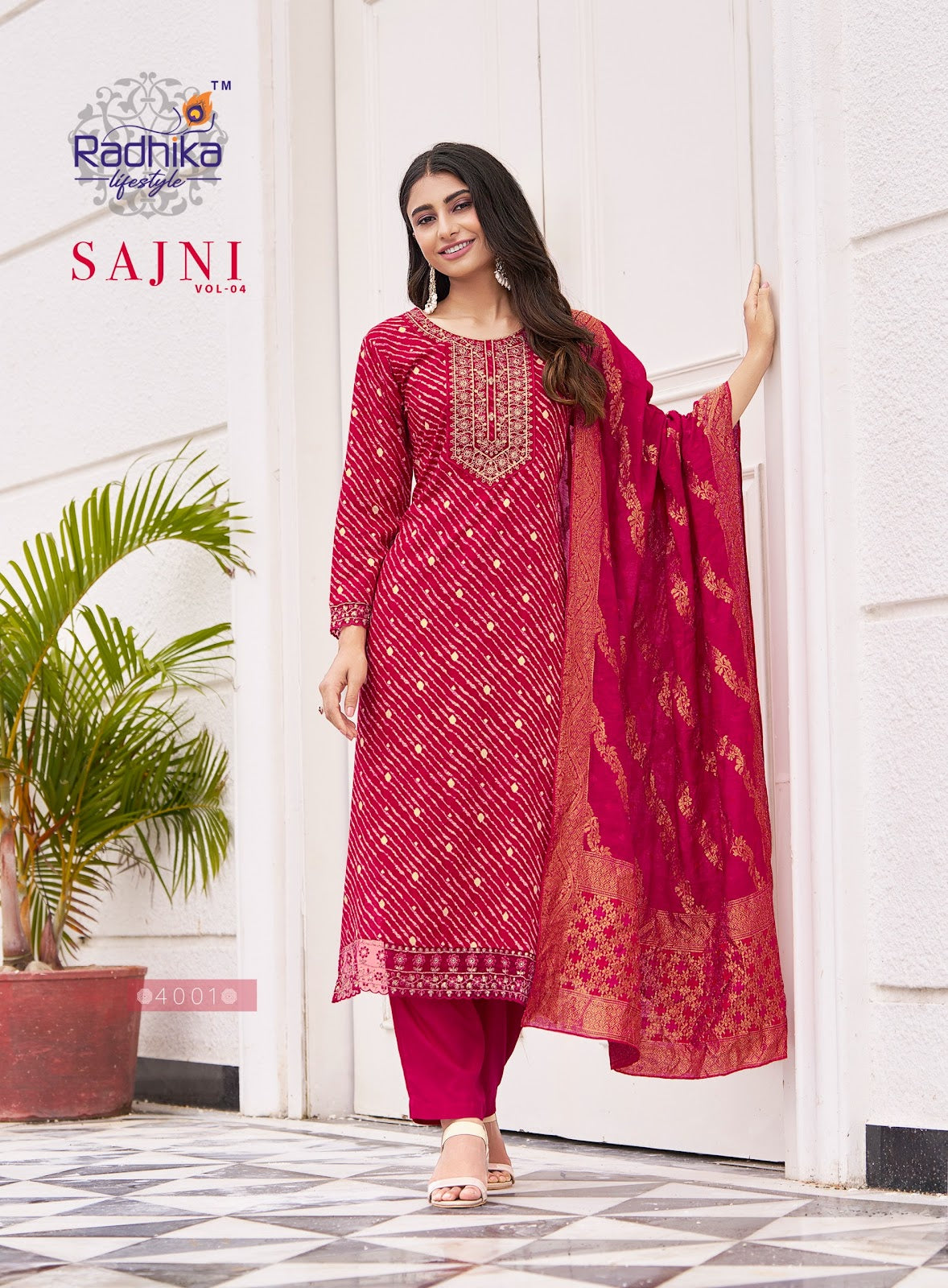Sajni Vol 4 Radhika Lifestyle Reyon Readymade Pant Style Suits Manufacturer Ahmedabad