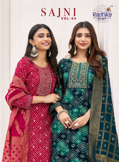 Sajni Vol 4 Radhika Lifestyle Reyon Readymade Pant Style Suits Manufacturer Ahmedabad