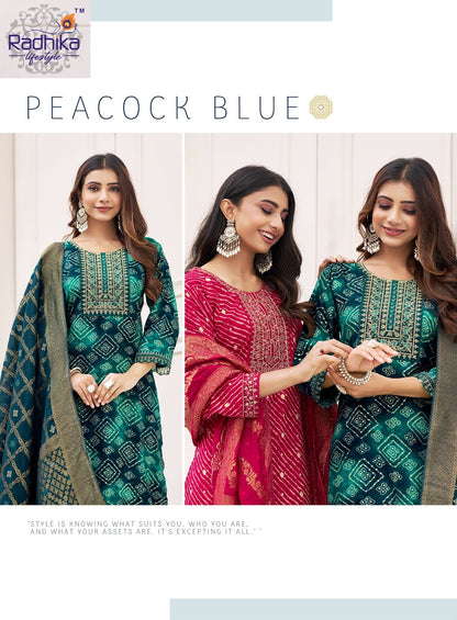 Sajni Vol 4 Radhika Lifestyle Reyon Readymade Pant Style Suits Manufacturer Ahmedabad