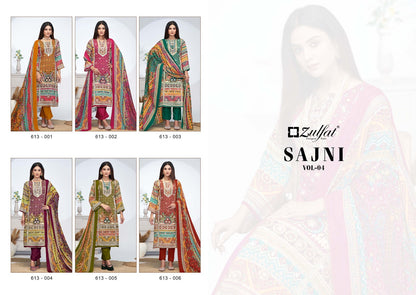 Sajni Vol 4 Zulfat Designer Jam Cotton Karachi Salwar Suits Wholesale Price