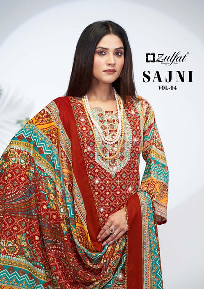 Sajni Vol 4 Zulfat Designer Jam Cotton Karachi Salwar Suits Wholesale Price