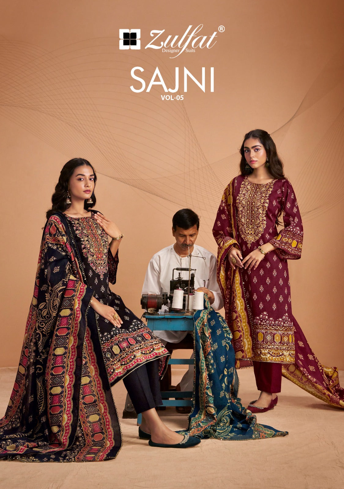 Sajni Vol 5 Zulfat Designer Jam Cotton Karachi Salwar Suits Exporter Gujarat