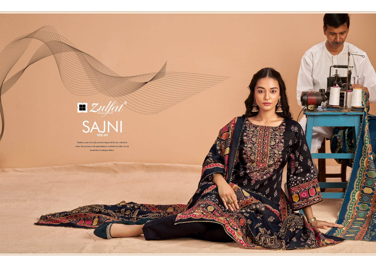 Sajni Vol 5 Zulfat Designer Jam Cotton Karachi Salwar Suits Exporter Gujarat