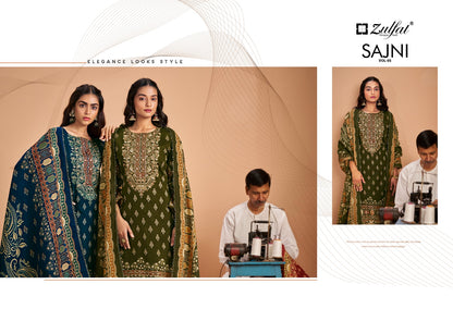 Sajni Vol 5 Zulfat Designer Jam Cotton Karachi Salwar Suits Exporter Gujarat