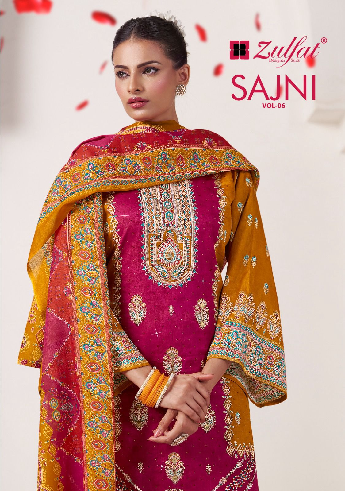 Sajni Vol 6 Zulfat Designer Jam Cotton Karachi Salwar Suits Wholesaler Gujarat