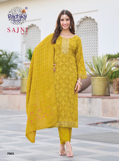 Sajni Vol 7 Radhika Lifestyle Reyon Readymade Pant Style Suits Manufacturer India