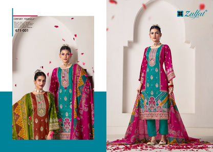 Sajni Vol 8 Zulfat Designer Jam Cotton Karachi Salwar Suits Supplier