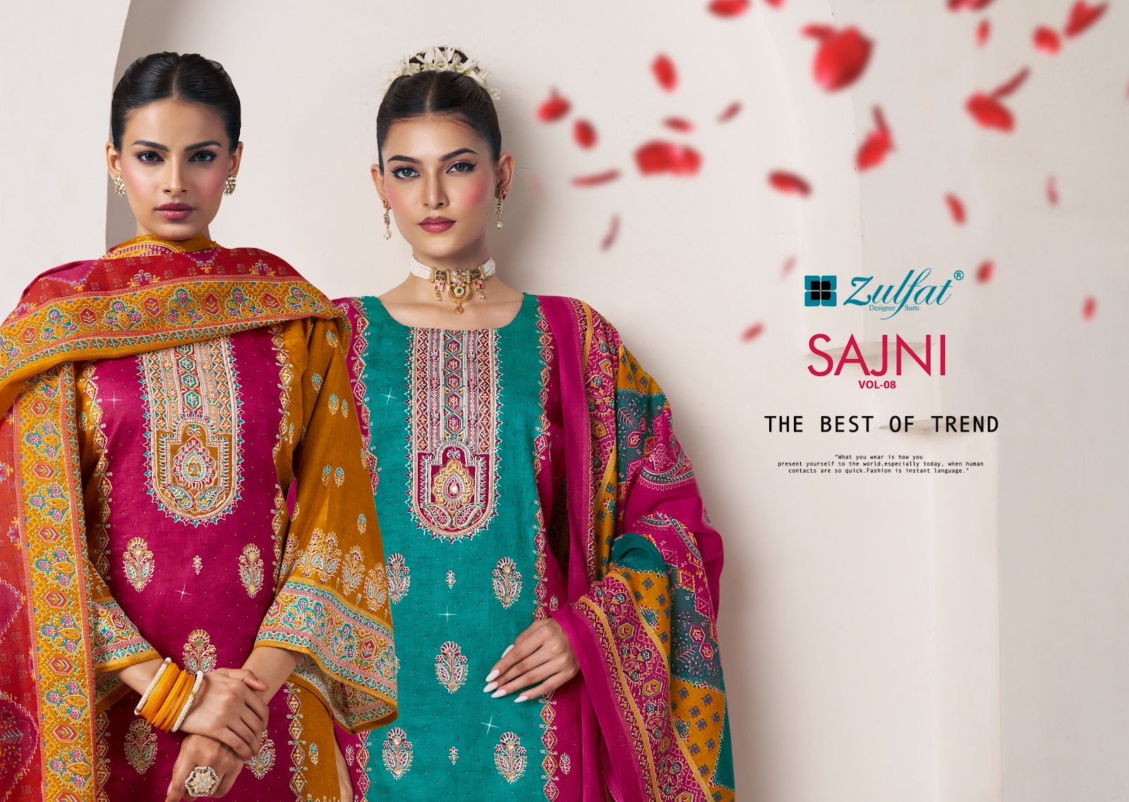 Sajni Vol 8 Zulfat Designer Jam Cotton Karachi Salwar Suits Supplier