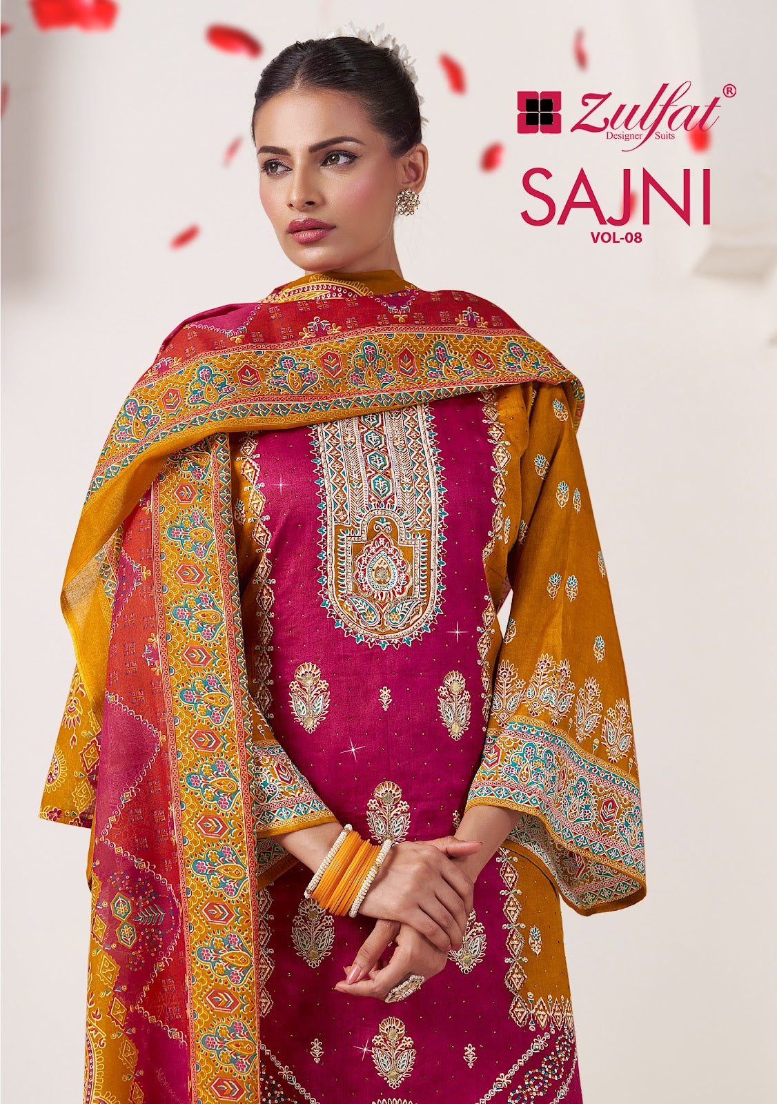 Sajni Vol 8 Zulfat Designer Jam Cotton Karachi Salwar Suits Supplier