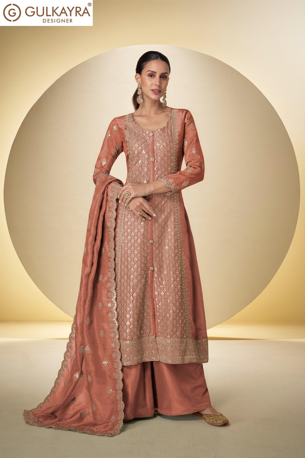 Sakhi Gulkayra Designer Shimmer Silk Readymade Plazzo Style Suits Wholesale Price