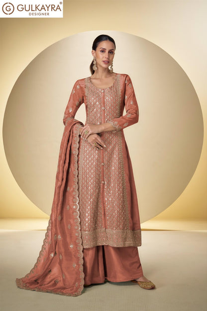 Sakhi Gulkayra Designer Shimmer Silk Readymade Plazzo Style Suits Wholesale Price