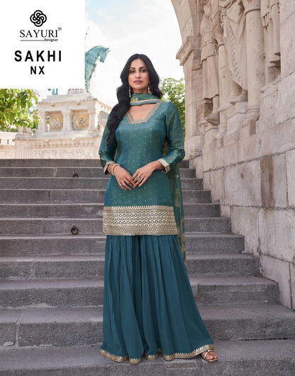 Sakhi Nx Sayuri Simmer Readymade Sharara Suits Manufacturer India