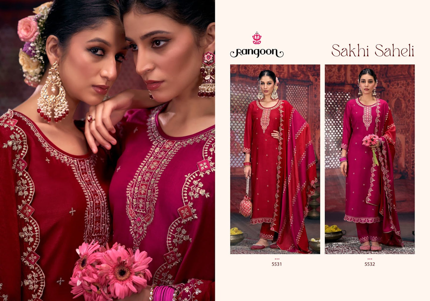 Sakhi Saheli Rangoon Silk Readymade Pant Style Suits Exporter India