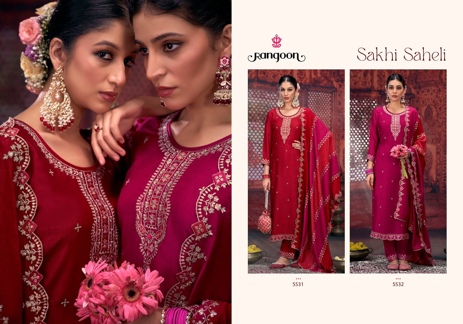 Sakhi Saheli Rangoon Silk Readymade Pant Style Suits Exporter India